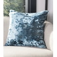 thumbnail image 1 of SAFAVIEH Gili 18" x 18" Distressed Solid Plush Pillow, Marine Blue, 1 of 5