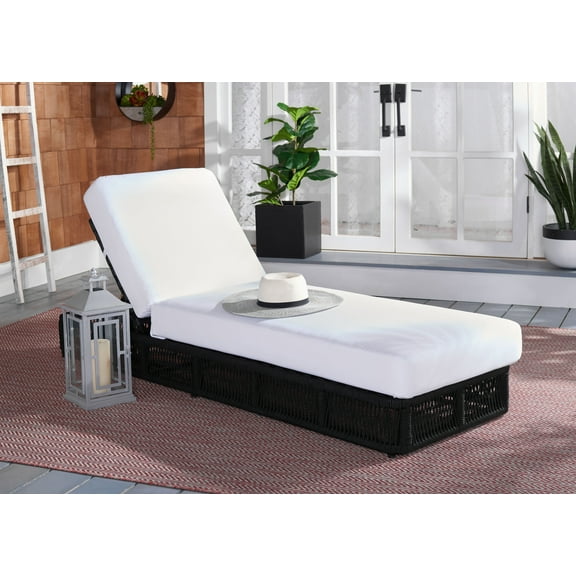 SAFAVIEH Gillian Outdoor Patio Sunlounger, White/Black
