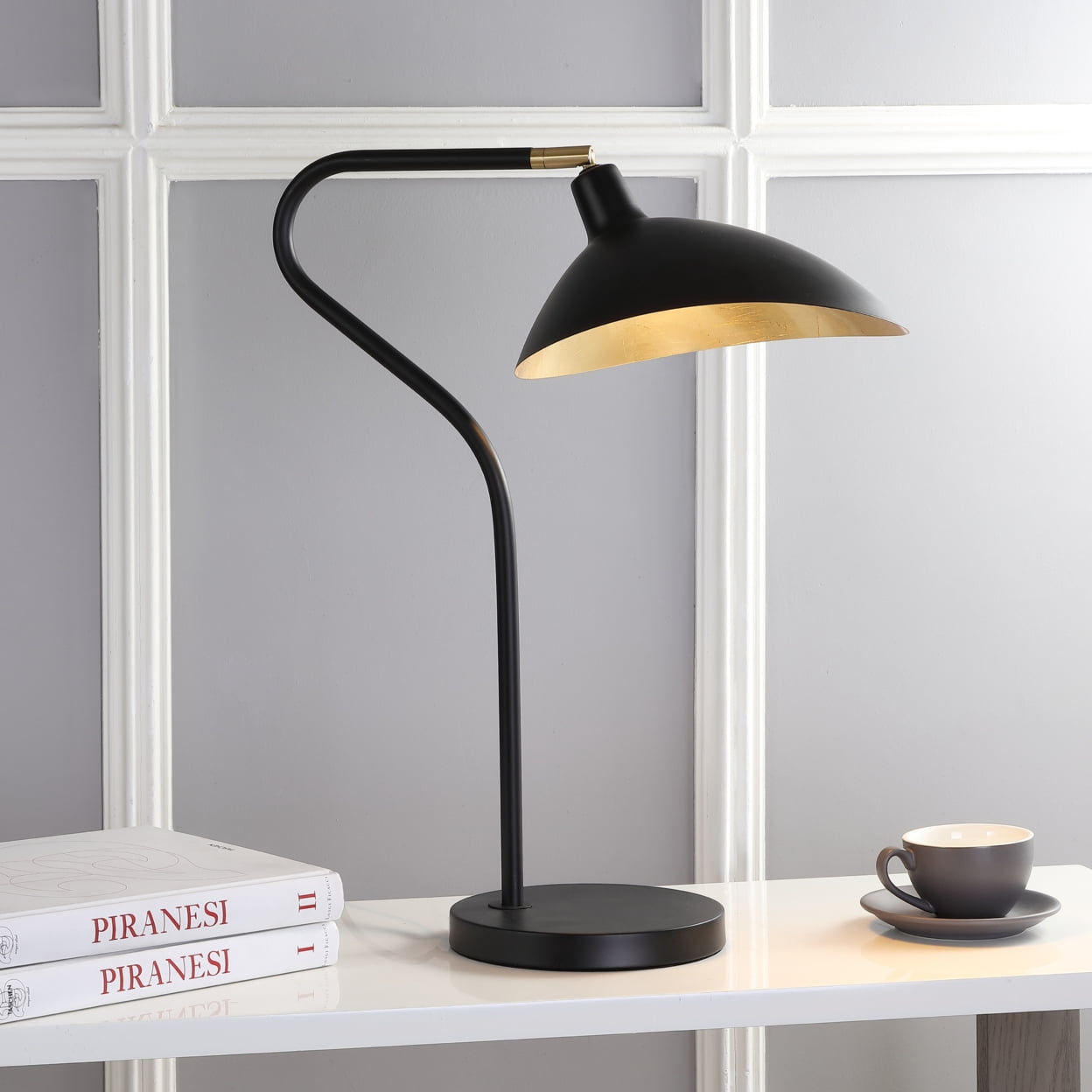 SAFAVIEH Giselle 30 in. H Modern Glam Table Desk Lamp Black