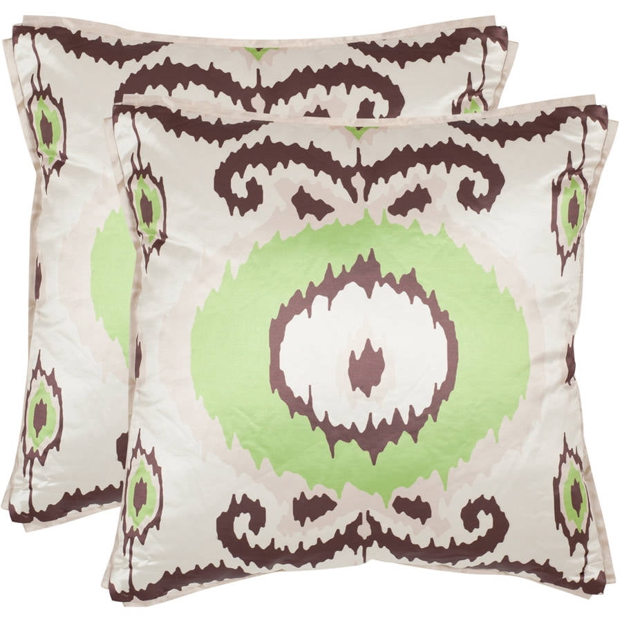 SAFAVIEH Giselle Ikat Pillow, 18" x 18", Lime/Green, Set of 2