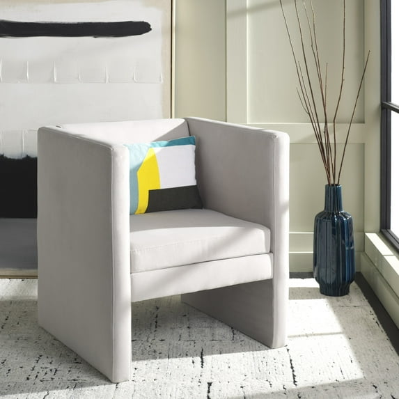 SAFAVIEH Gisle Modern Accent Chair, Light Gray Velvet