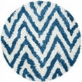 thumbnail image 1 of SAFAVIEH Giuseppe Chevron Shag Area Rug, Ivory/Blue, 4' x 4' Round, 1 of 10