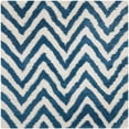 thumbnail image 1 of SAFAVIEH Giuseppe Chevron Shag Area Rug, Ivory/Blue, 5' x 5' Square, 1 of 10