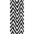 thumbnail image 1 of SAFAVIEH Giuseppe Chevron Shag Runner Rug, Ivory/Black, 2'3" x 6', 1 of 11