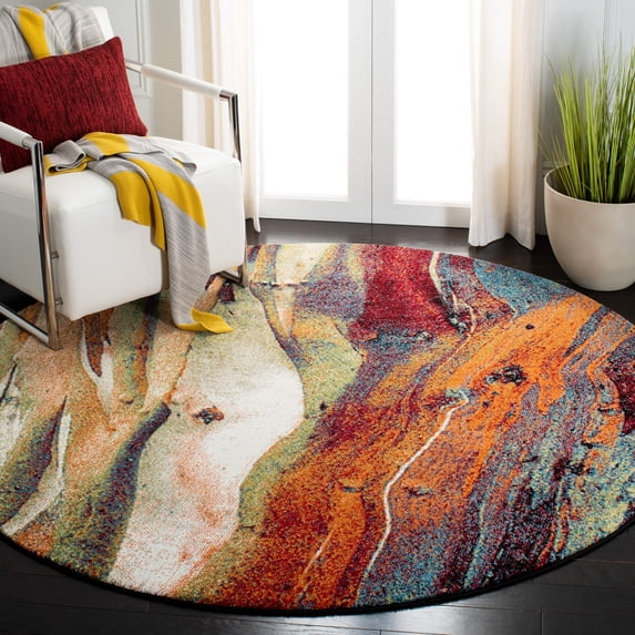 Safavieh Glacier Aleesha Geometric Area Rug, Red/Green, 10' x 10' Round