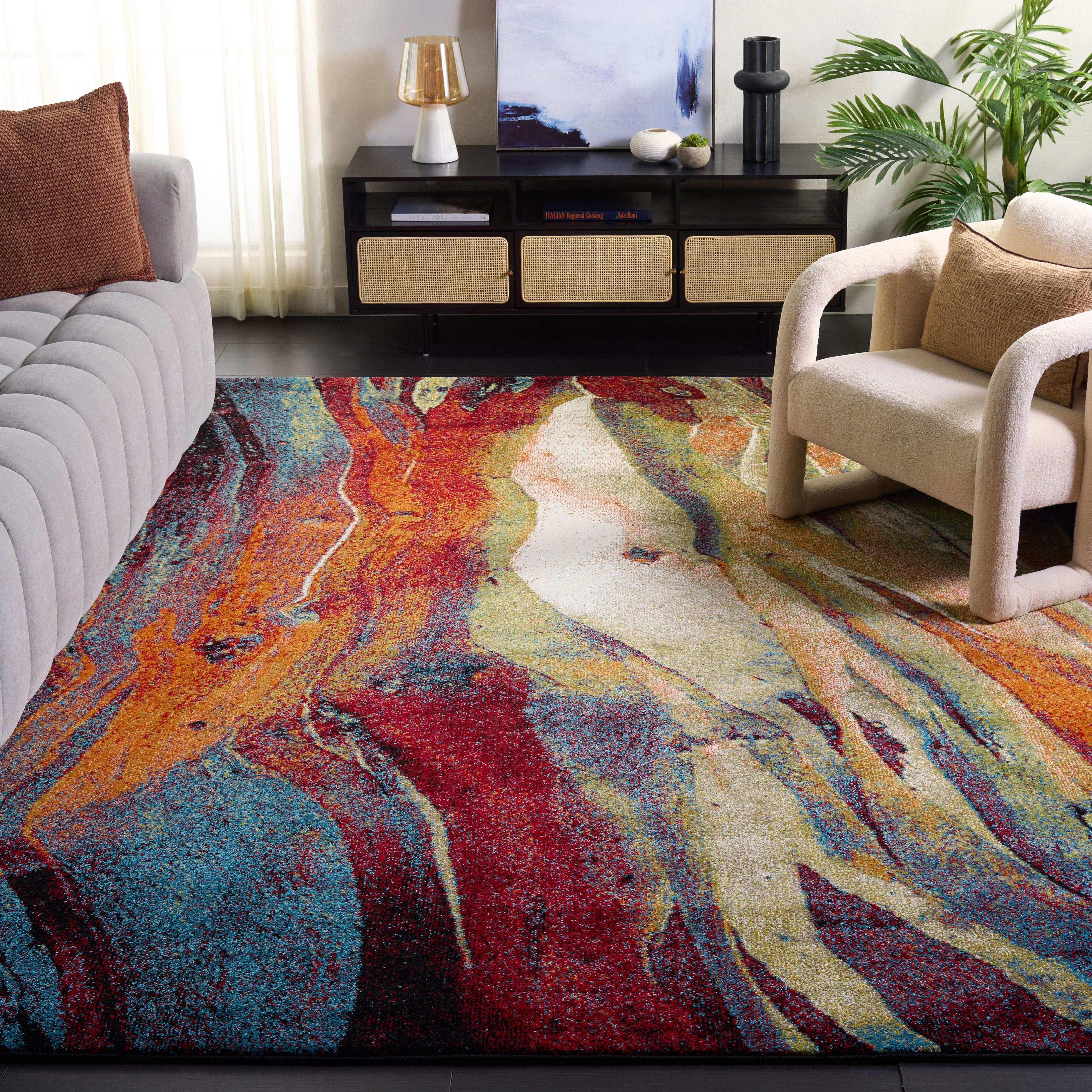 SAFAVIEH Living Room Carpet, Glacier Aleesha Abstract Red/Green SAFAVIEH Living Room Carpet, Glacier Aleesha Abstract Red/Green
