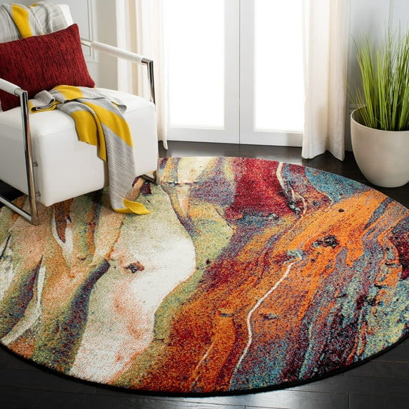 Safavieh Glacier Aleesha Geometric Area Rug, Red/Green, 3' x 3' Round