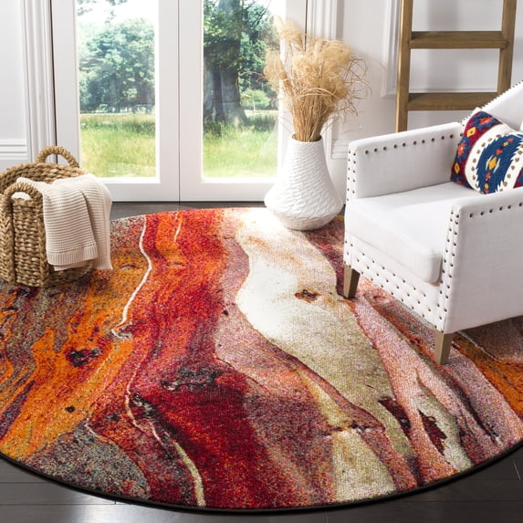 Safavieh Glacier Aleesha Geometric Area Rug, Red/Multi, 12' x 12' Round