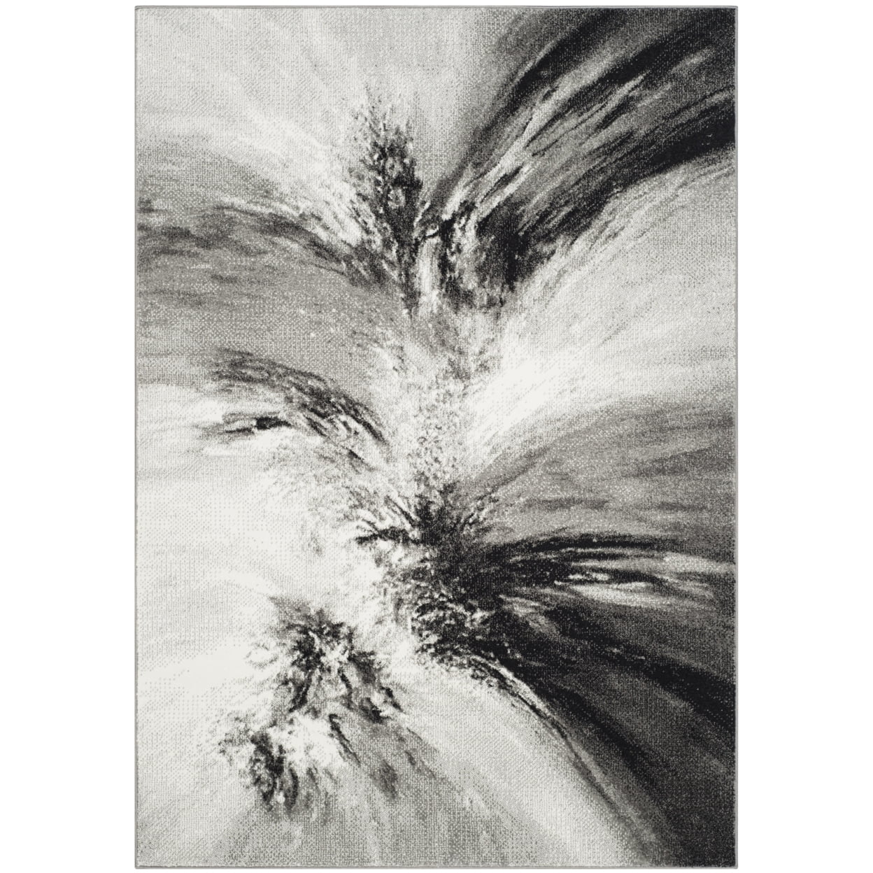 Large Grey and Multicolor Abstract Synthetic Area Rug