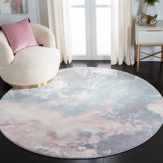 Safavieh Glacier Landen Abstract Area Rug, Pink/Blue, 6'7" x 6'7" Round