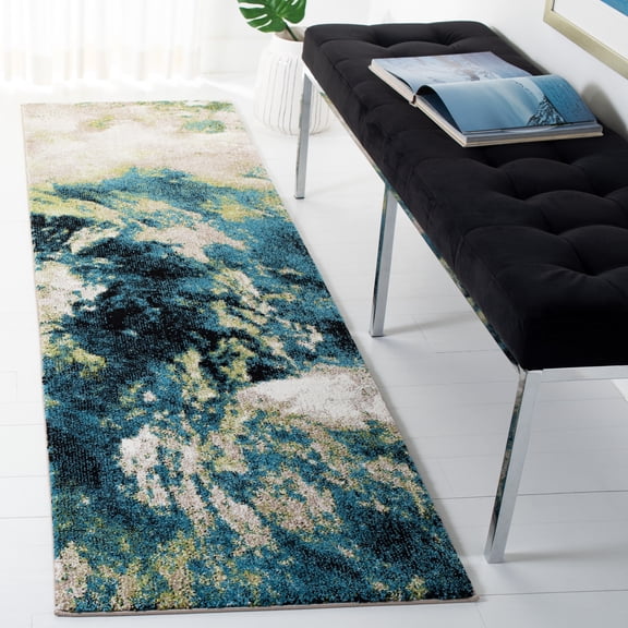 Safavieh Glacier Landen Abstract Runner Rug, Navy/Green, 2'3" x 12'