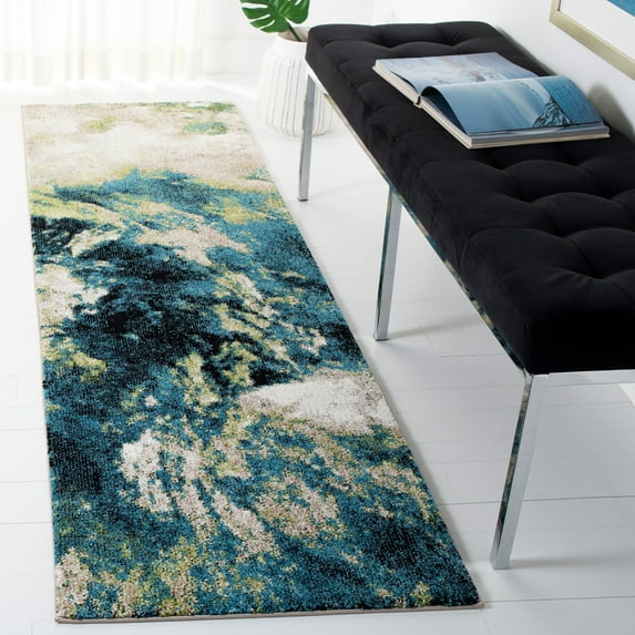 Safavieh Glacier Landen Abstract Runner Rug, Navy/Green, 2'3" x 6'