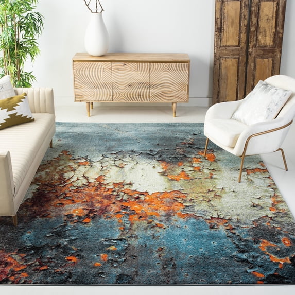 Safavieh Glacier Nazca Geometric Area Rug, Blue/Multi, 5'3" x 5'3" Square