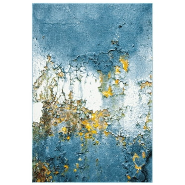 SAFAVIEH Glacier Nazca Geometric Area Rug, Blue/Gold, 2'7" x 5'