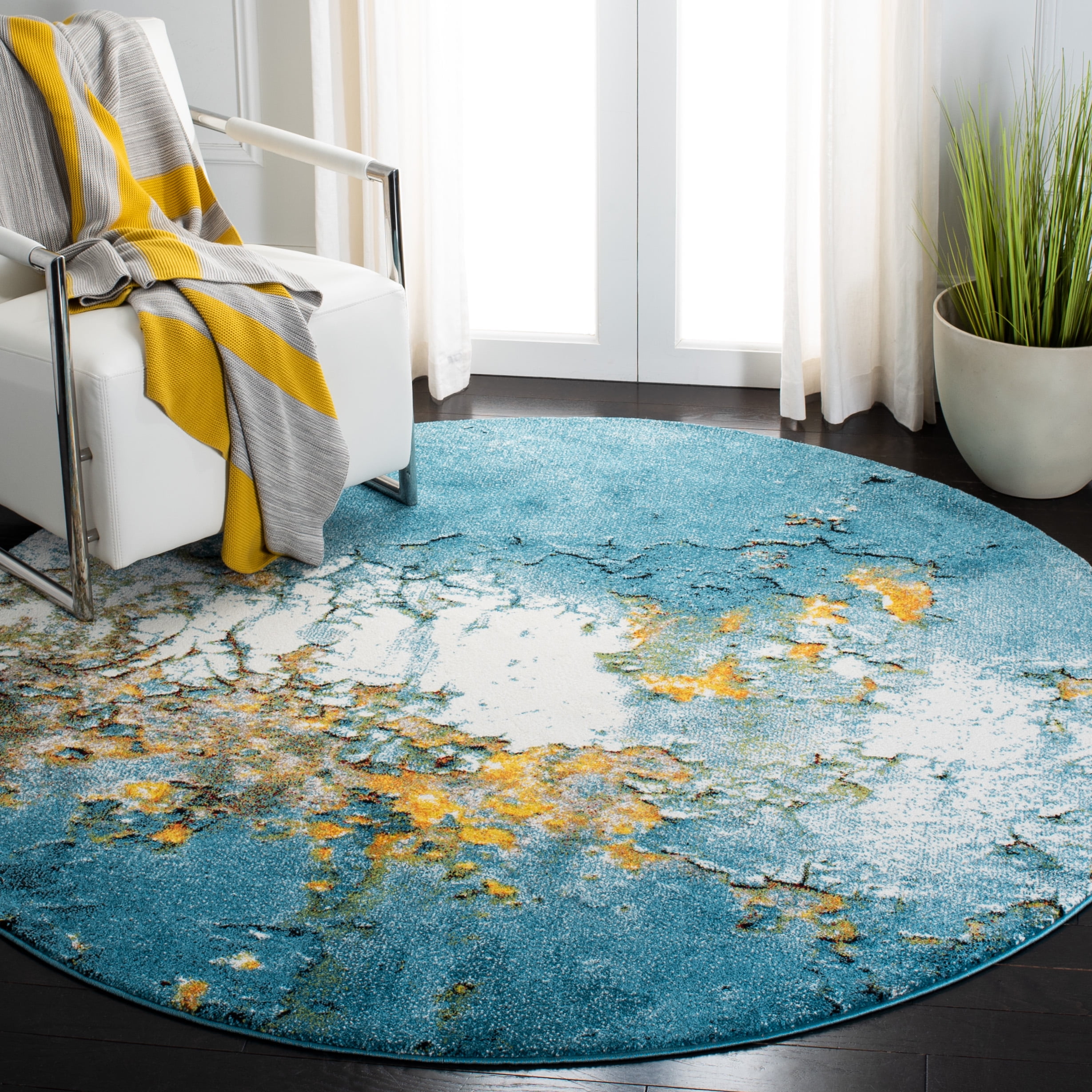 Safavieh Glacier Nazca Geometric Area Rug, Blue/Gold, 5'3