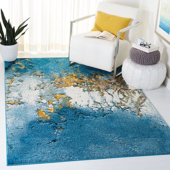 Safavieh Glacier Nazca Geometric Area Rug, Blue/Gold, 5'3" x 5'3" Square