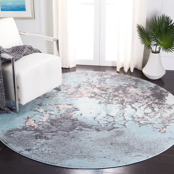 Safavieh Glacier Nazca Geometric Area Rug, Blue/Pink, 5'3" x 5'3" Round