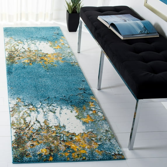 Safavieh Glacier Nazca Geometric Runner Rug, Blue/Gold, 2'3" x 10'
