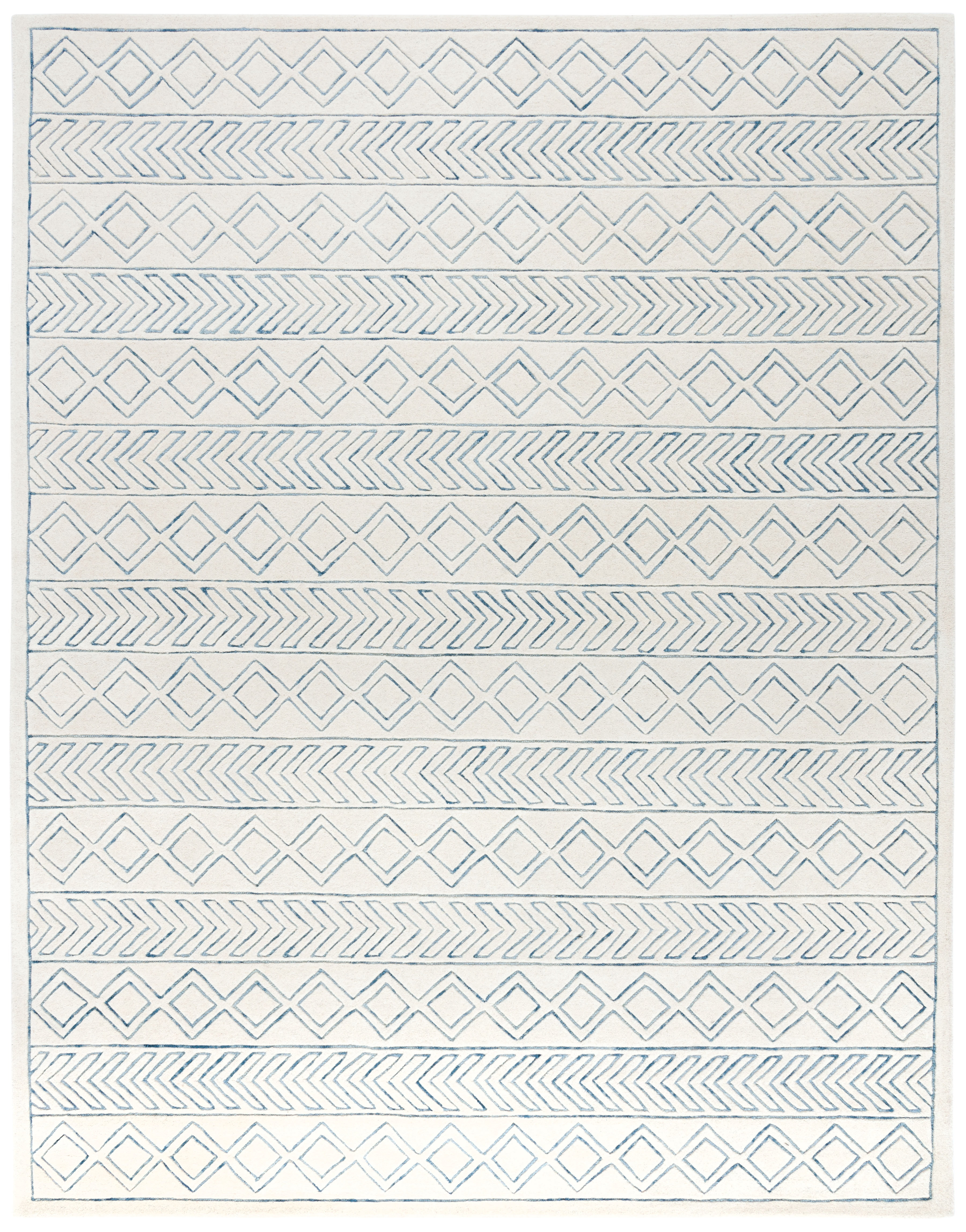 SAFAVIEH Glamour Alan Geometric Wool Area Rug, Ivory/Blue, 8' x 10'
