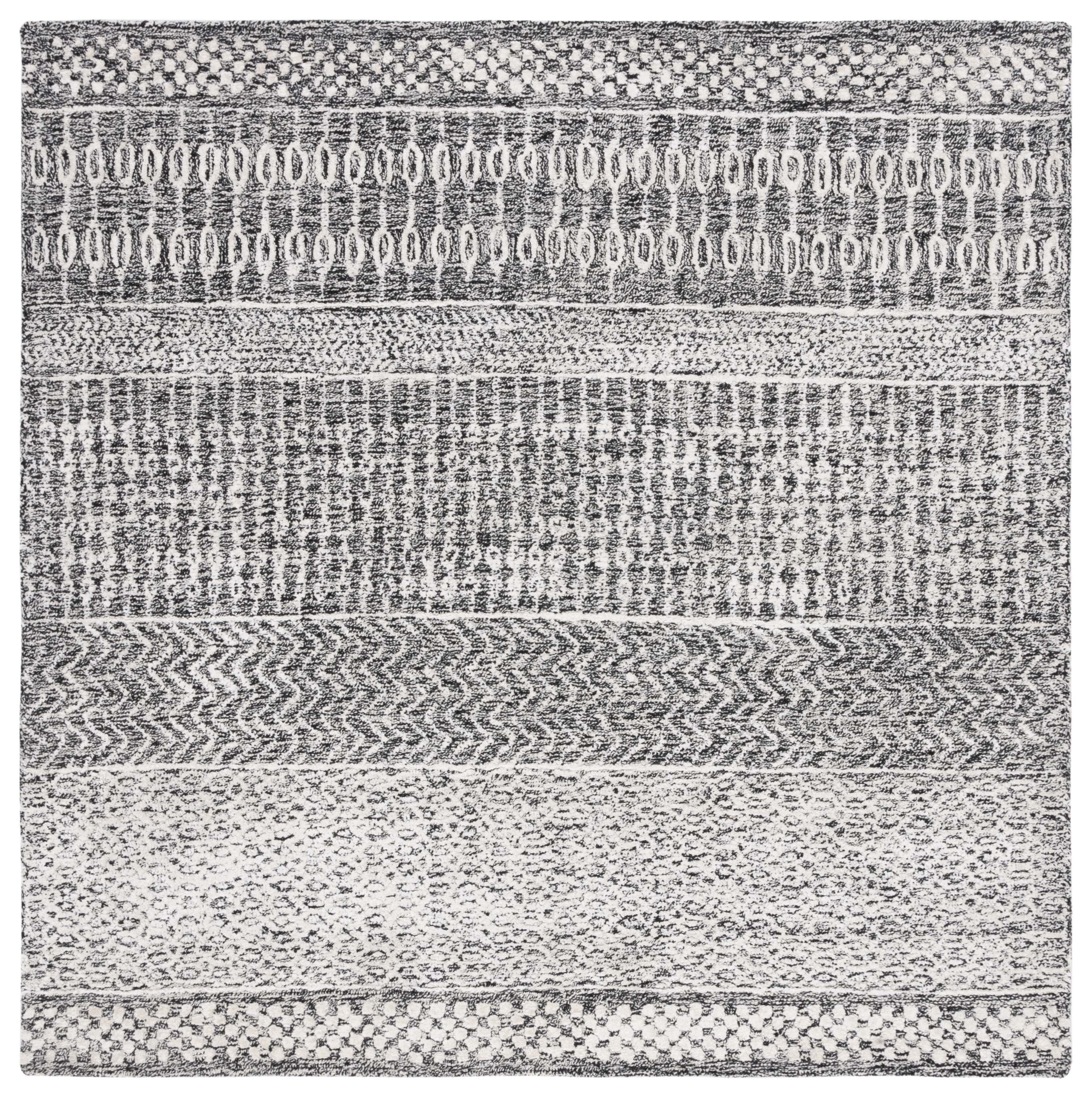 SAFAVIEH Glamour Andreas Geometric Area Rug, Charcoal/Ivory, 6' x 6' Square