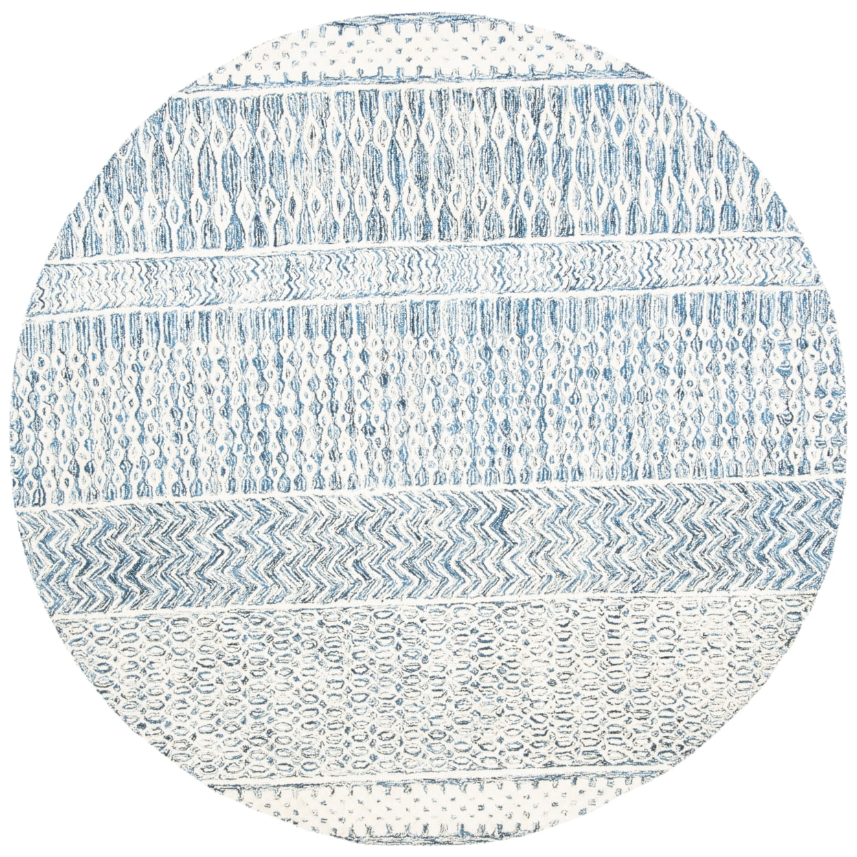 SAFAVIEH Glamour Andreas Geometric Area Rug, Navy/Ivory, 6' x 6' Round