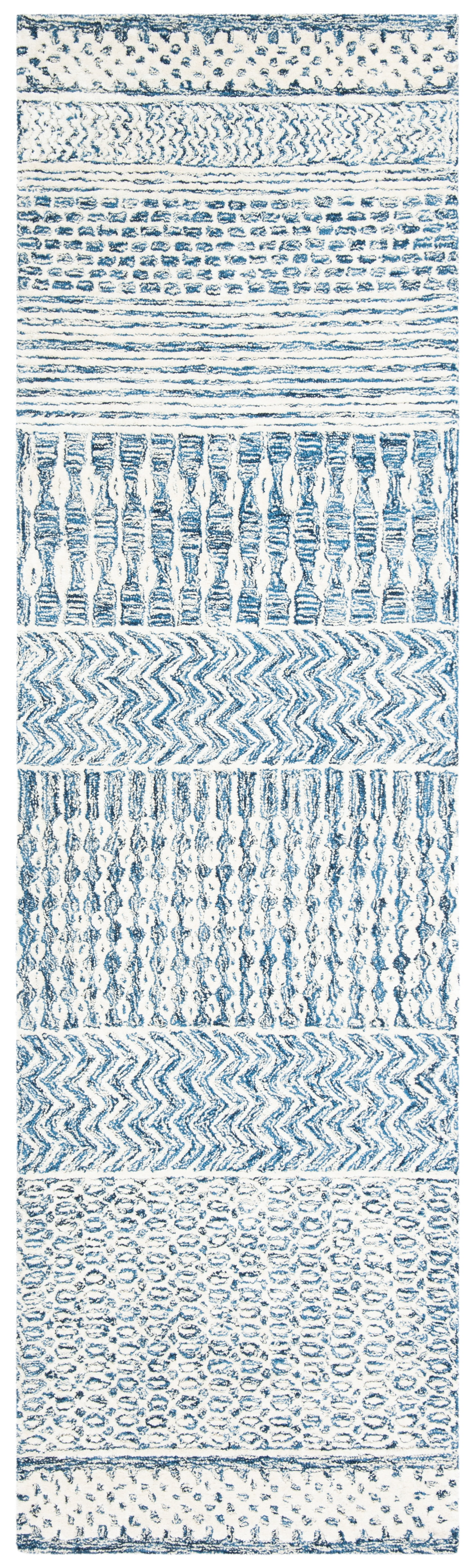 SAFAVIEH Glamour Andreas Geometric Runner Rug, Navy/Ivory, 2'3" x 12'
