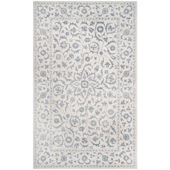 SAFAVIEH Glamour Beaumont Floral Area Rug, Silver/Ivory, 5' x 8'