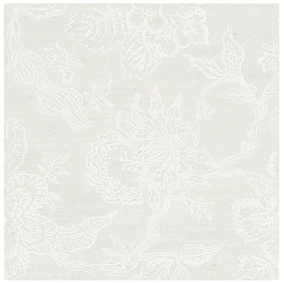 SAFAVIEH Glamour Bernadette Floral Area Rug, Light Blue/Ivory, 6' x 6' Square