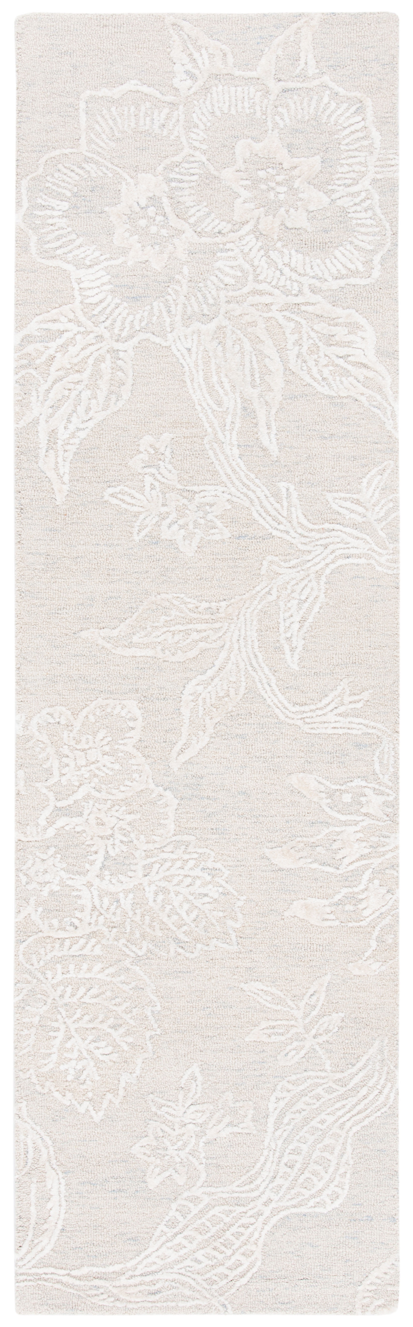 SAFAVIEH Glamour Bernadette Floral Runner Rug, Light Blue/Ivory, 2'3" x 8'