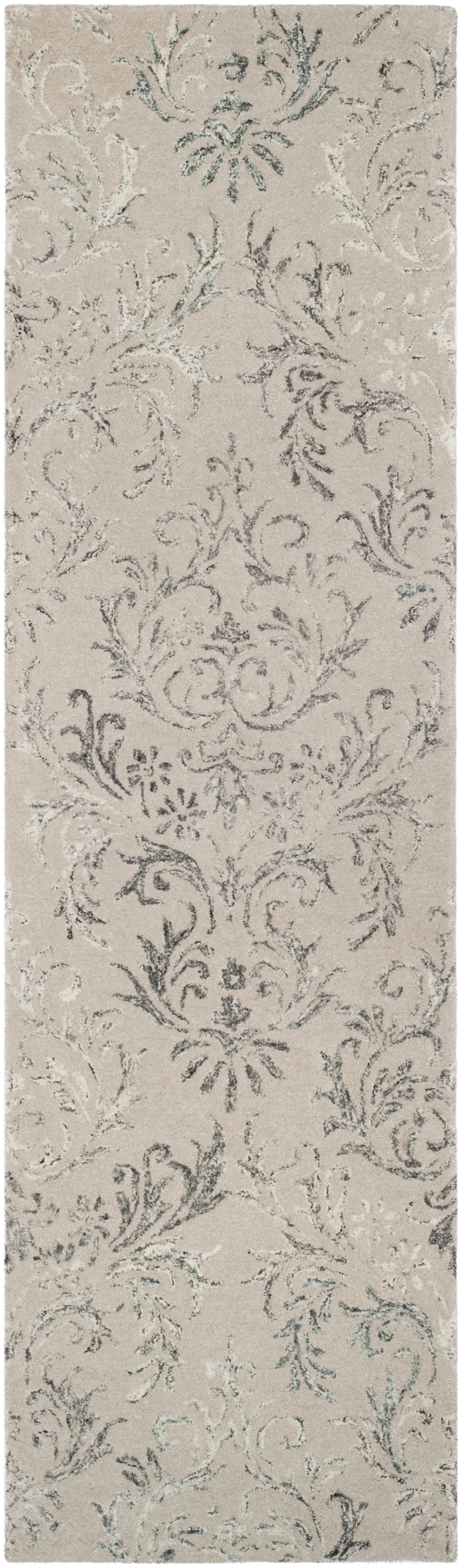 SAFAVIEH Glamour Blanca Damask Runner Rug, Grey, 2'3" x 8'