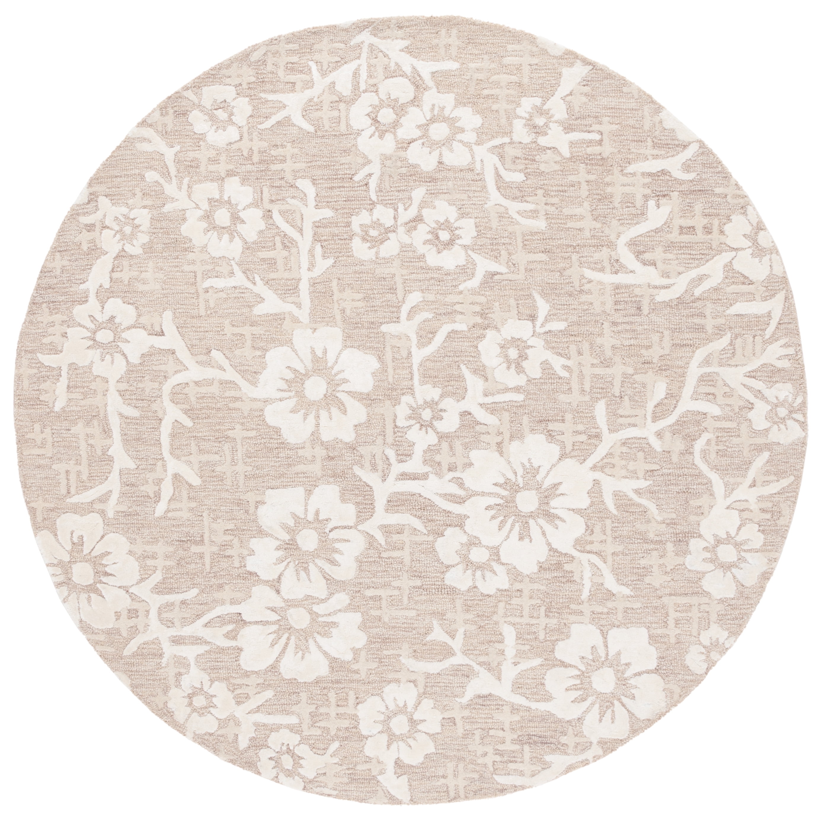 SAFAVIEH Glamour Braylon Abstract Area Rug, Beige/Ivory, 6' x 6' Round