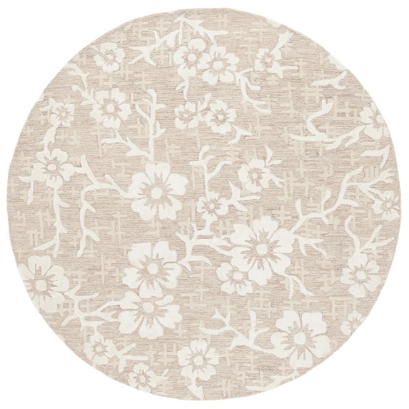 SAFAVIEH Glamour Braylon Abstract Area Rug, Beige/Ivory, 6' x 6' Round