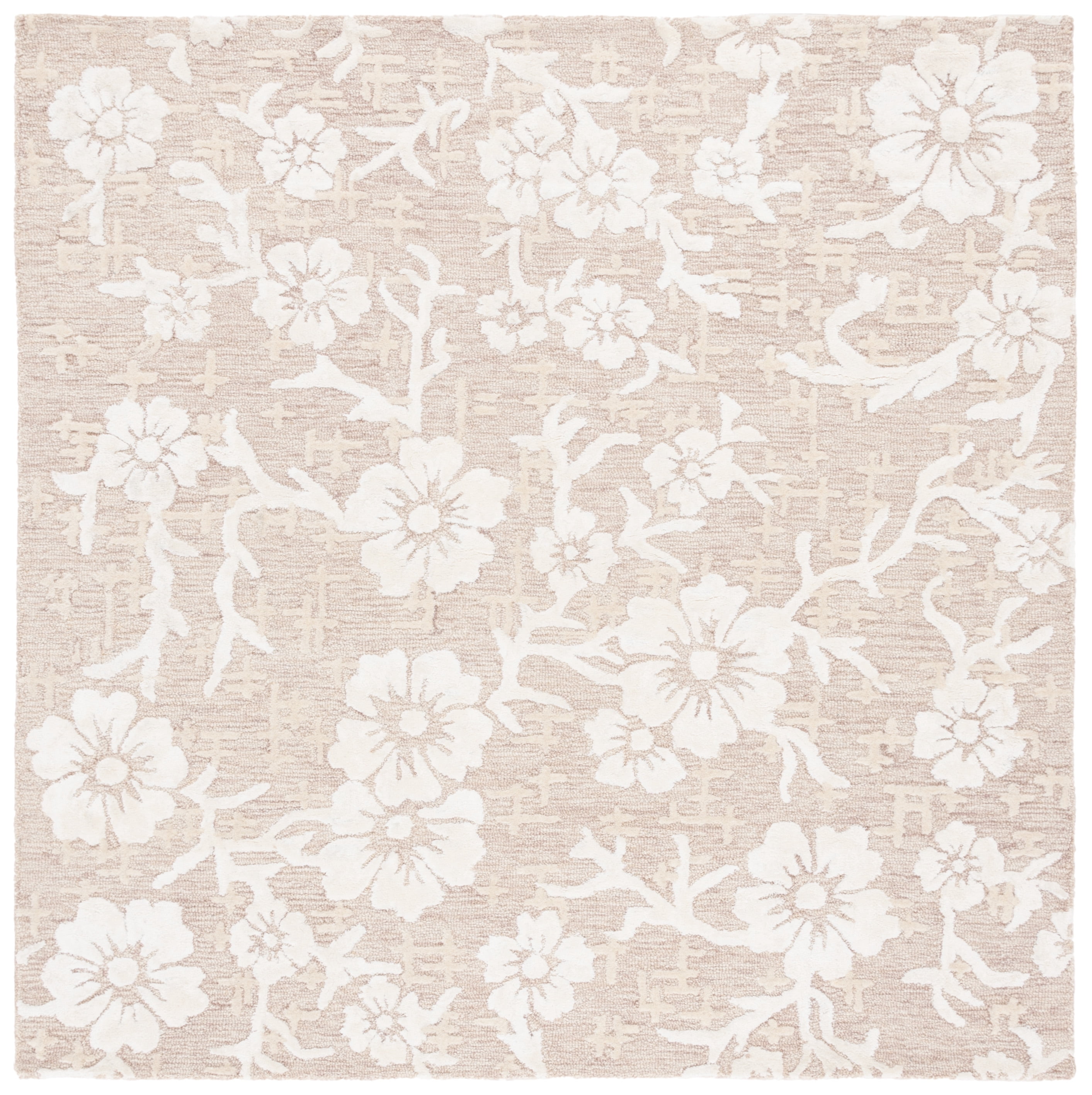 SAFAVIEH Glamour Braylon Abstract Area Rug, Beige/Ivory, 6' x 6' Square