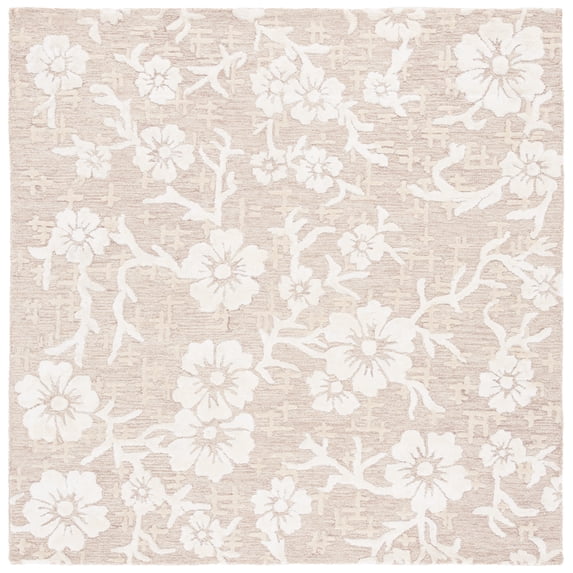 SAFAVIEH Glamour Braylon Abstract Area Rug, Beige/Ivory, 6' x 6' Square