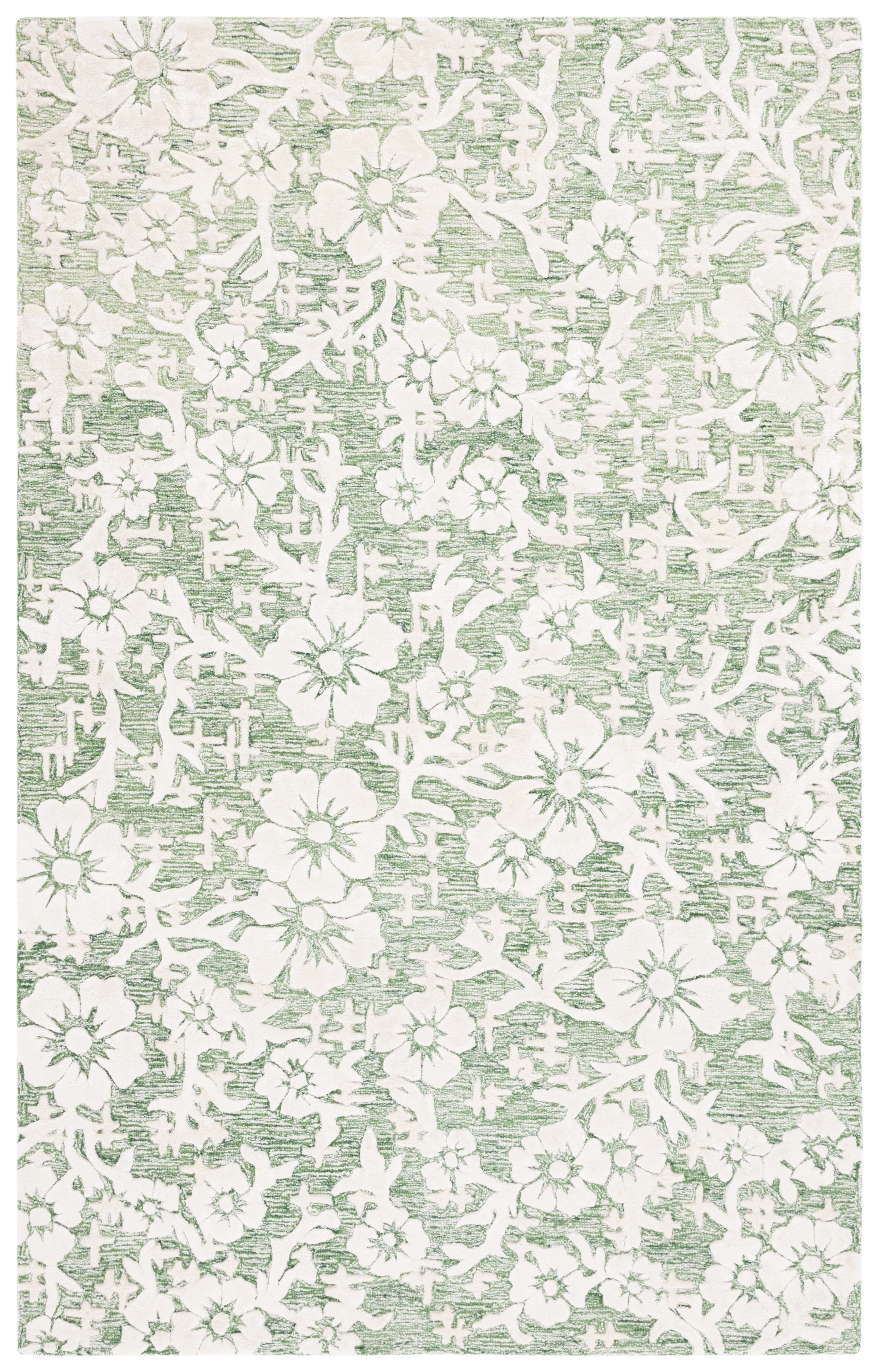 SAFAVIEH Glamour Braylon Abstract Area Rug, Green/Ivory, 3' x 5'