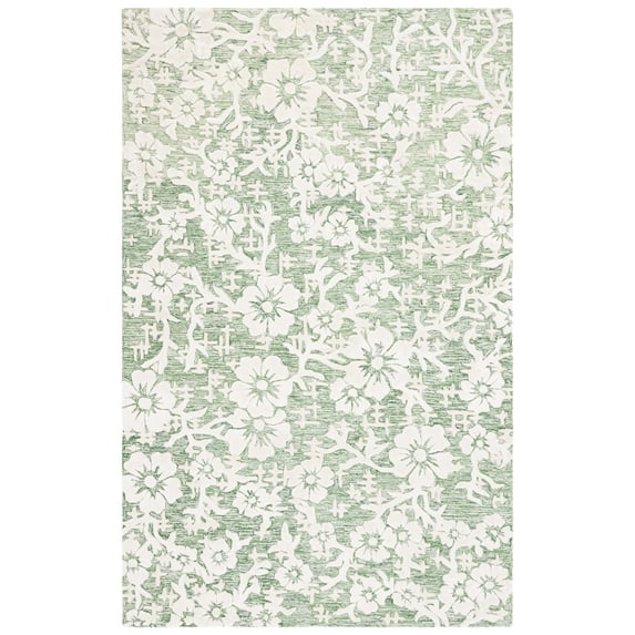 SAFAVIEH Glamour Braylon Abstract Area Rug, Green/Ivory, 5' x 8'
