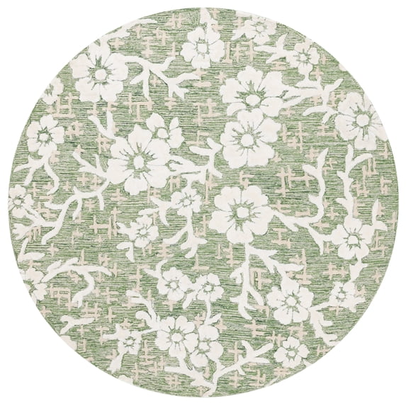 SAFAVIEH Glamour Braylon Abstract Area Rug, Green/Ivory, 6' x 6' Round