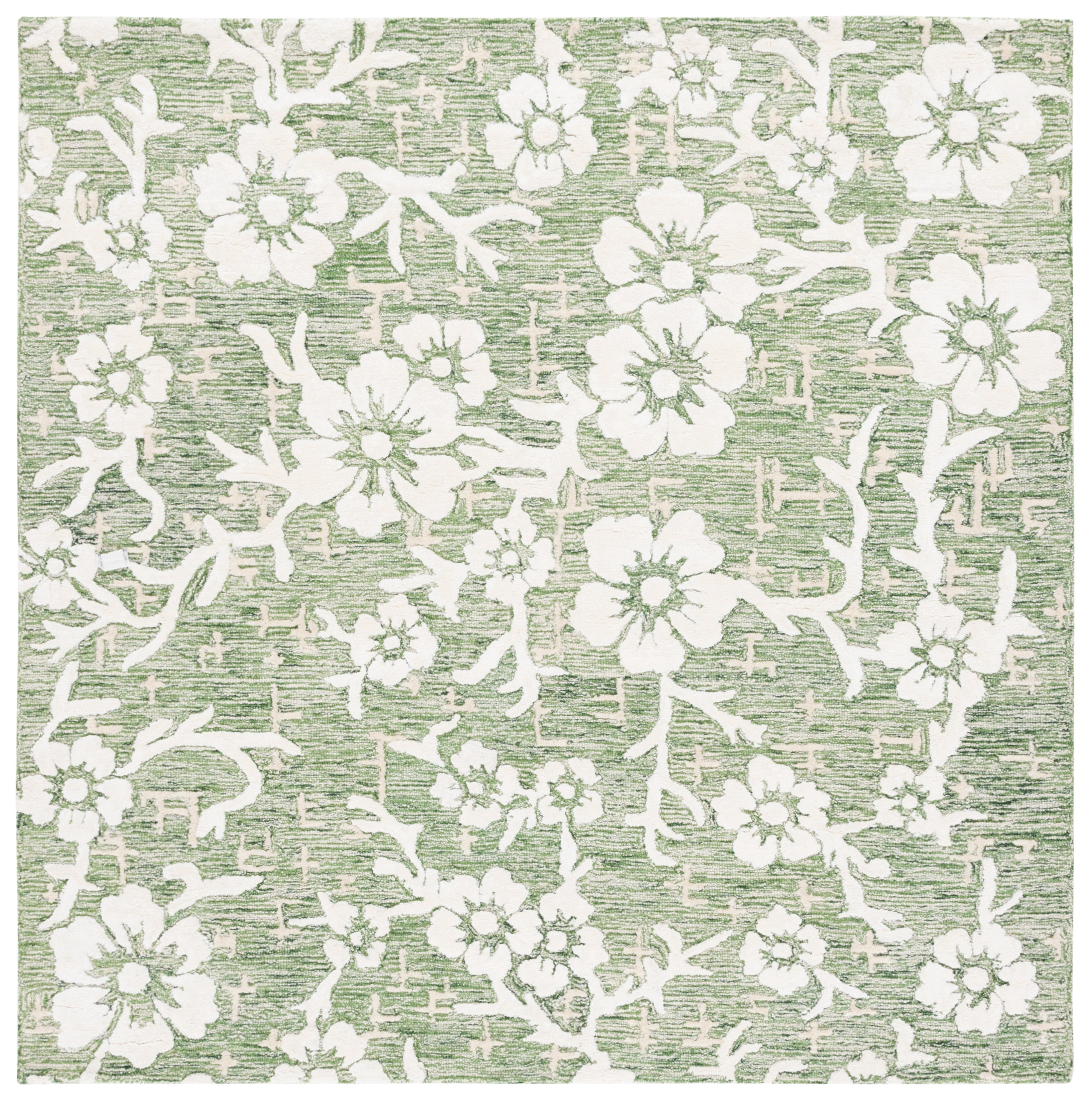 SAFAVIEH Glamour Braylon Abstract Area Rug, Green/Ivory, 6' x 6' Square