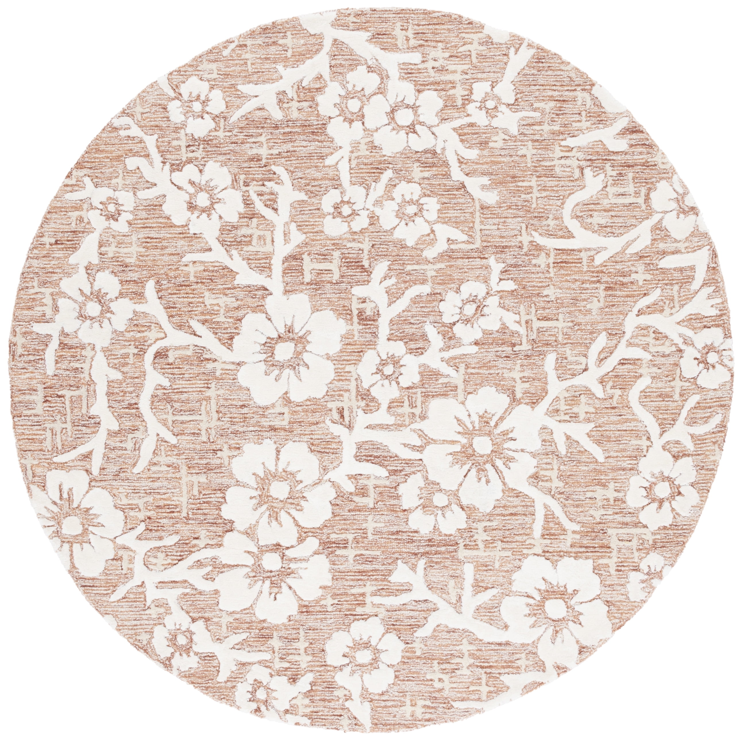 SAFAVIEH Glamour Braylon Abstract Area Rug, Rust/Ivory, 6' x 6' Round