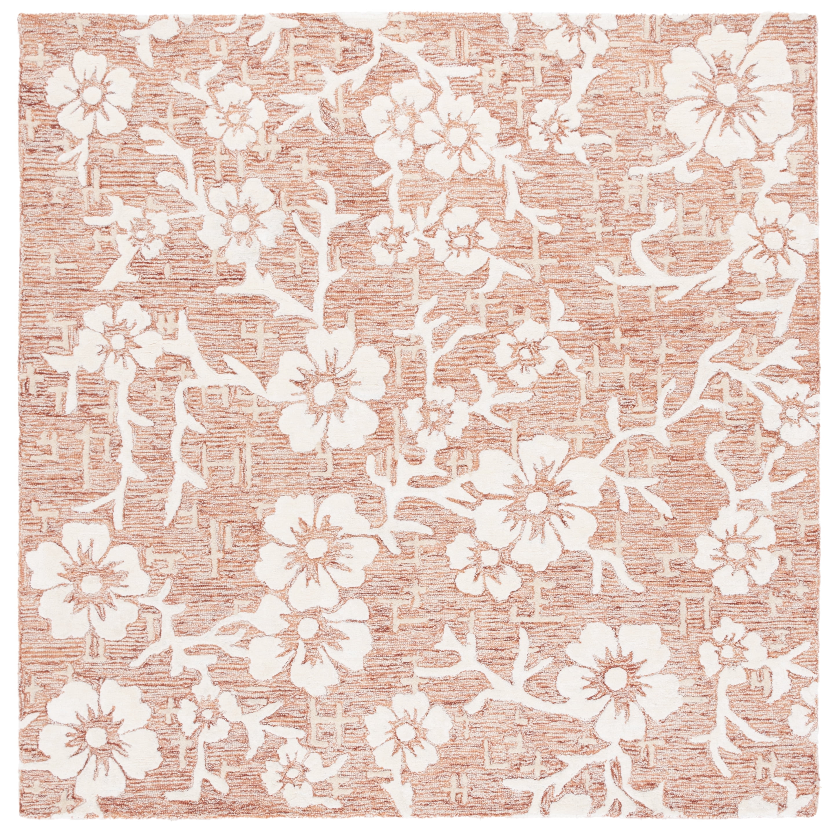 SAFAVIEH Glamour Braylon Abstract Area Rug, Rust/Ivory, 6' x 6' Square
