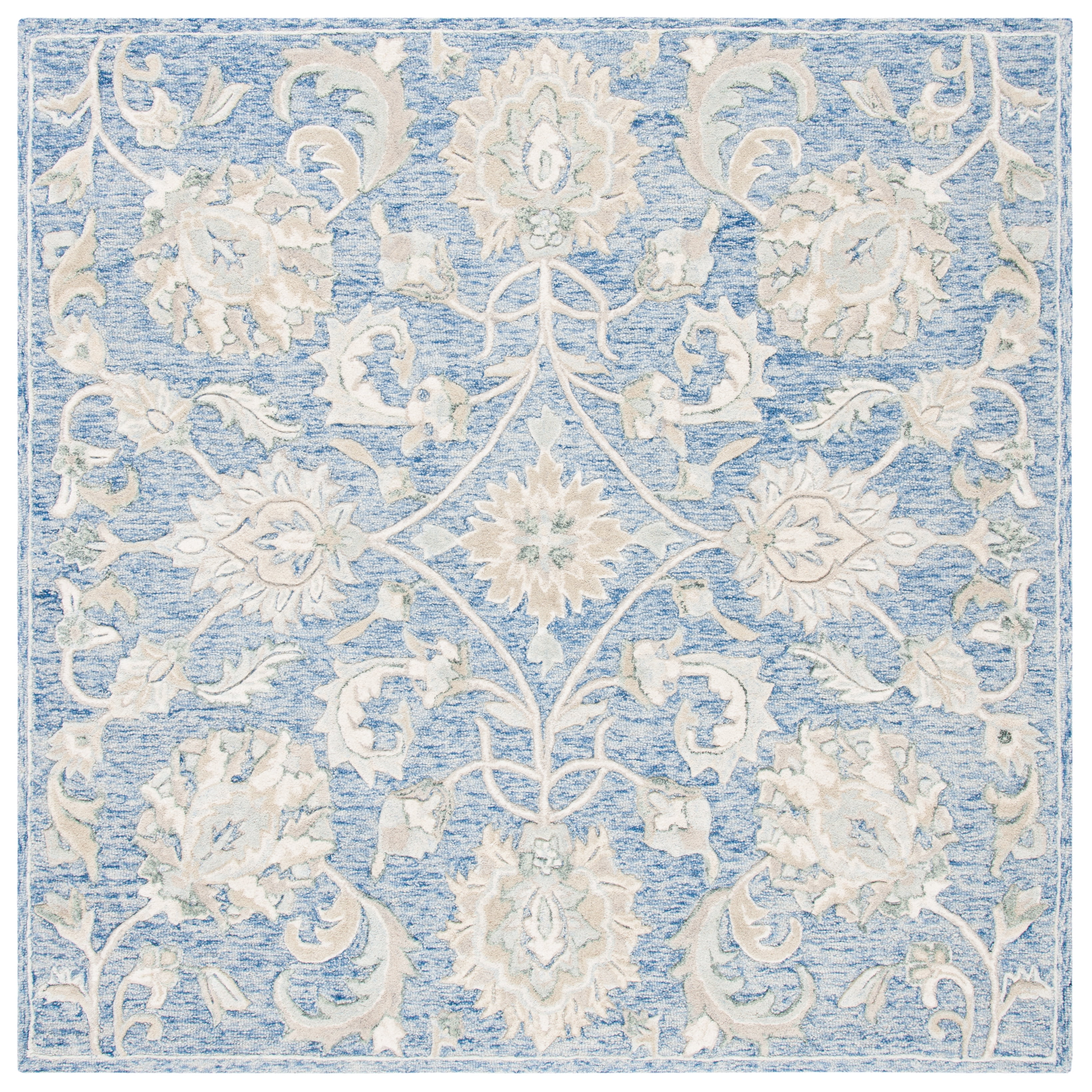 Hand-Tufted Elegance Blue Wool 6' Square Area Rug