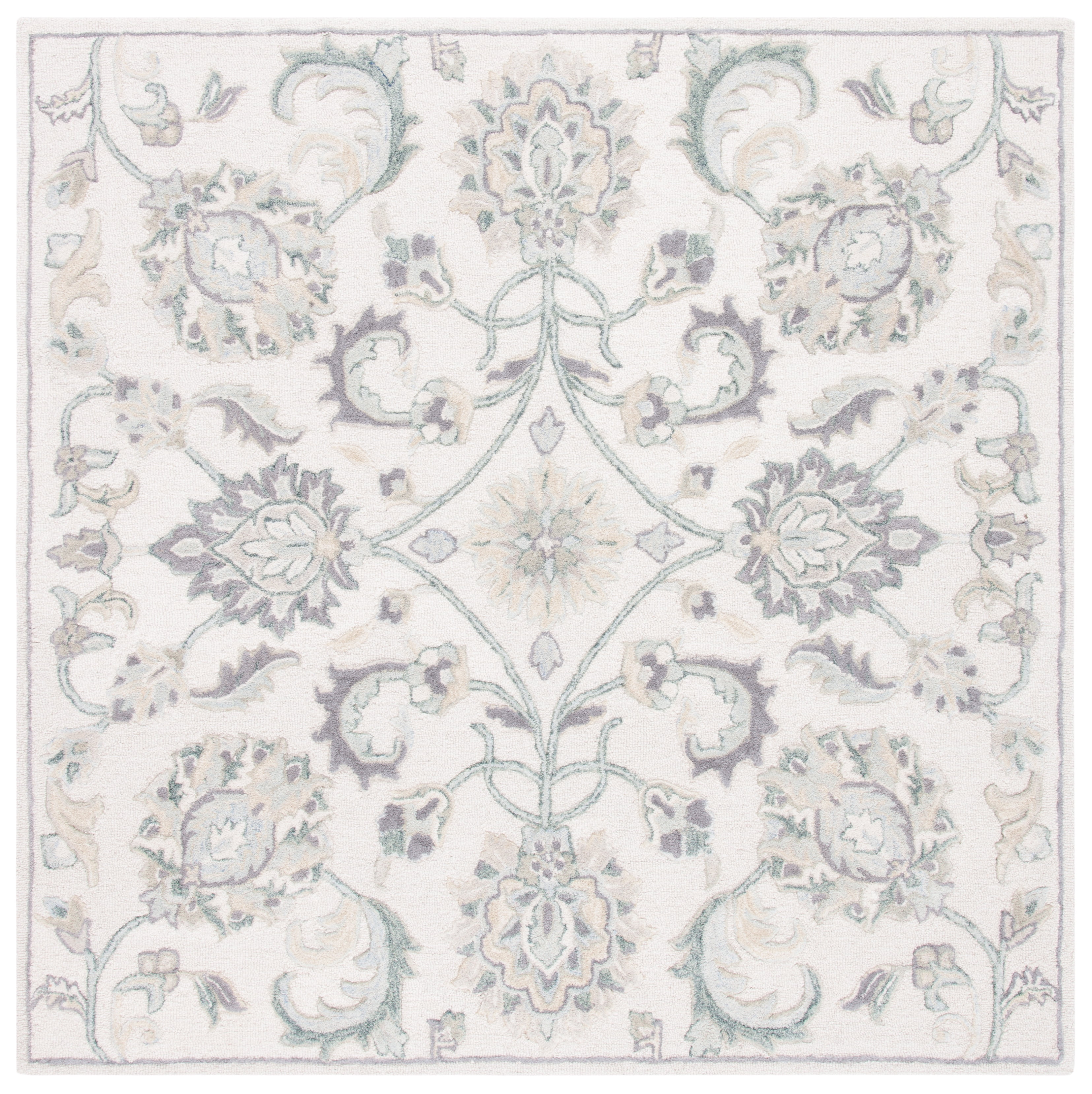 Ivory Elegance 6' Square Hand-Tufted Wool Area Rug