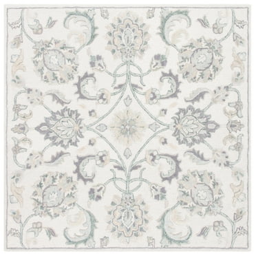 SAFAVIEH Glamour Catrine Bordered Wool Area Rug, Ivory/Grey, 6' x 6' Square