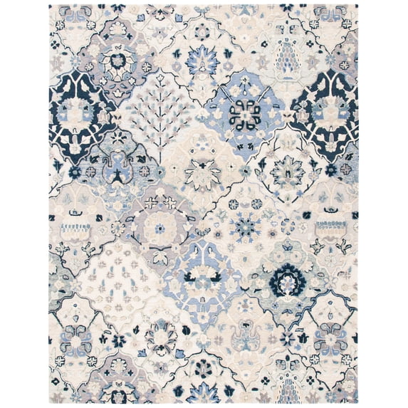 SAFAVIEH Glamour Charmaine Floral Wool Area Rug, Beige/Blue, 10' x 14'