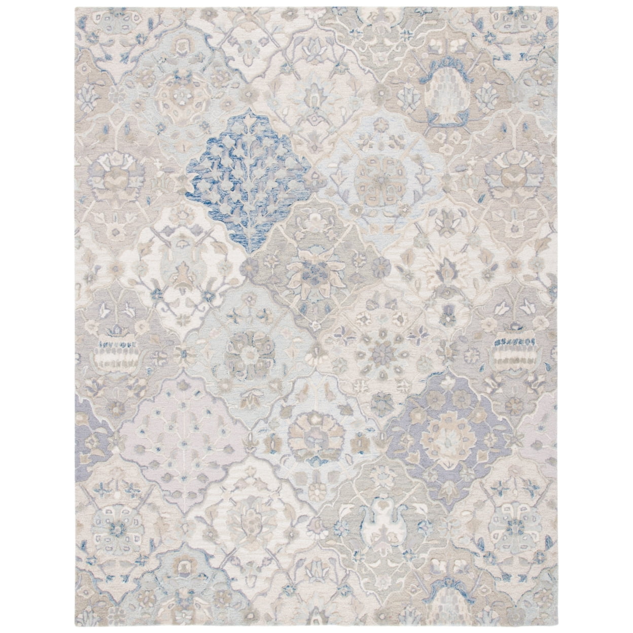 SAFAVIEH Glamour Charmaine Floral Wool Area Rug, Grey/Blue, 3' x 5'