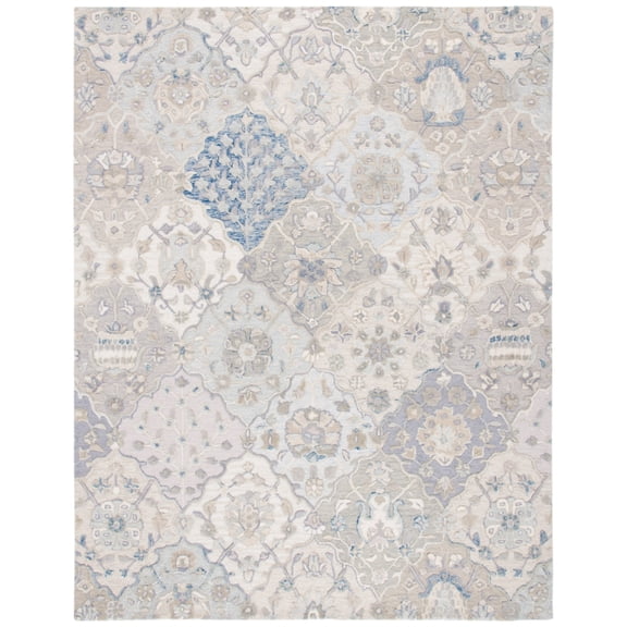 SAFAVIEH Glamour Charmaine Floral Wool Area Rug, Grey/Blue, 3' x 5'