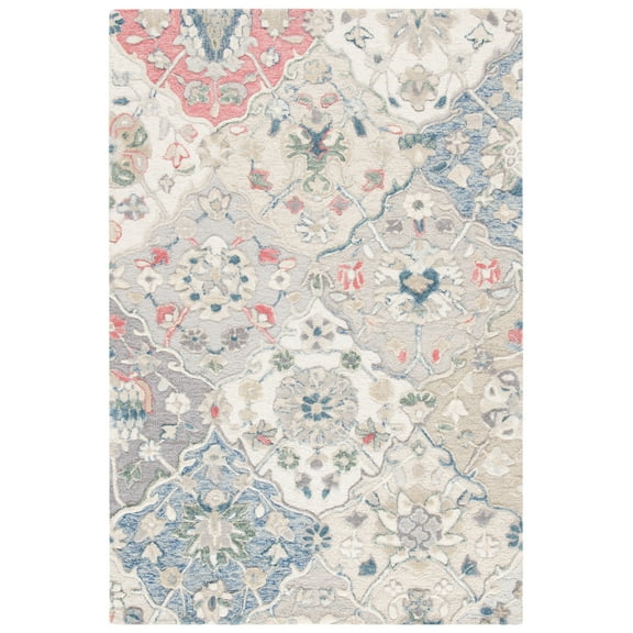 SAFAVIEH Glamour Charmaine Floral Wool Area Rug, Ivory/Red, 2' x 3'