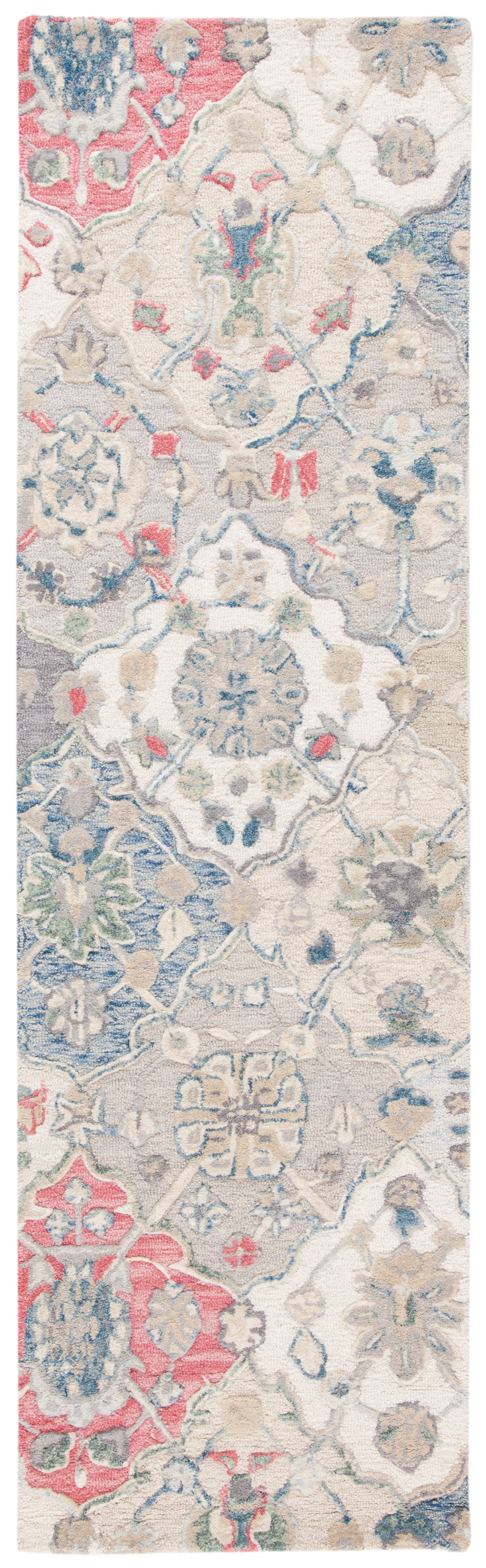 SAFAVIEH Glamour Charmaine Floral Wool Runner Rug, Ivory/Red, 2'3" x 10'