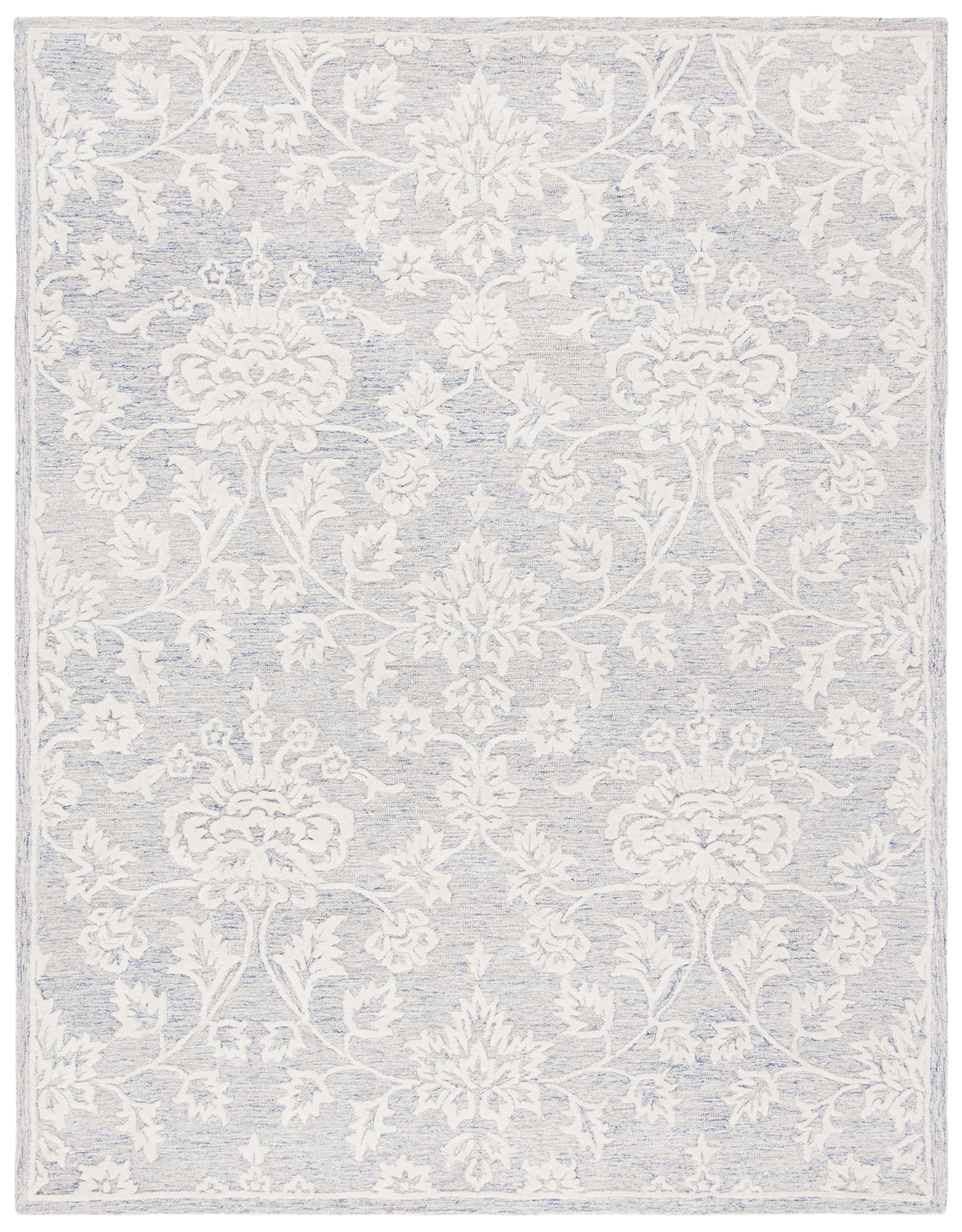 SAFAVIEH Glamour Cionadogh Floral Wool Area Rug, Blue/Ivory, 9' x 12'