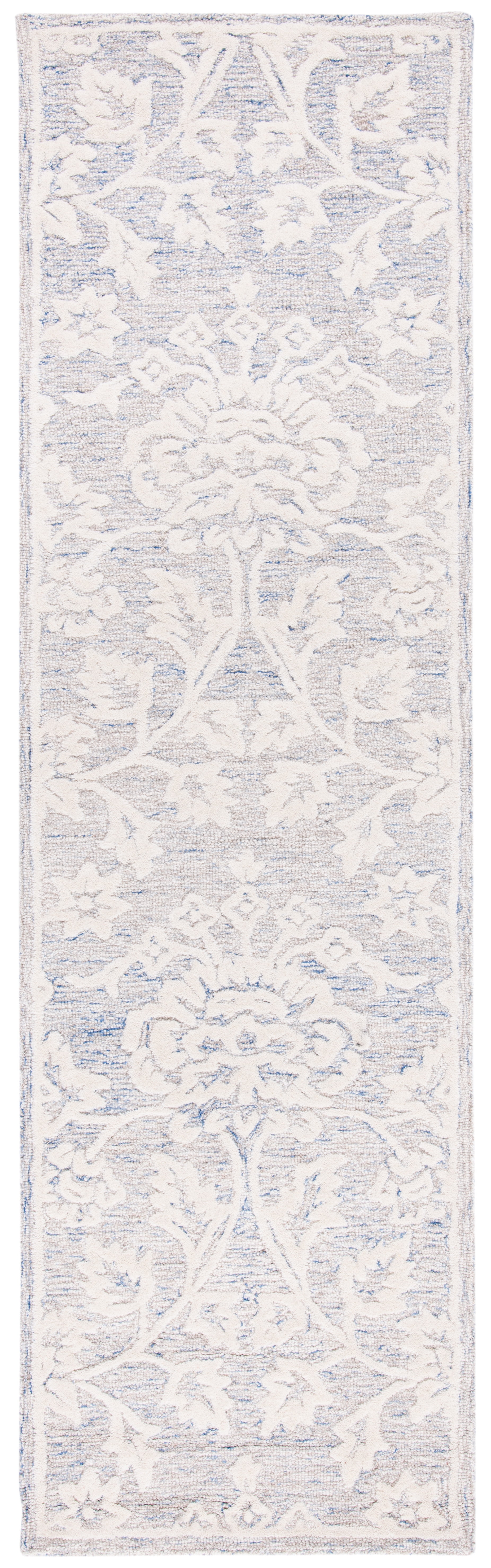 SAFAVIEH Glamour Cionadogh Floral Wool Runner Rug, Blue/Ivory, 2'3" x 8'